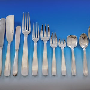 Art Deco Puiforcat French 950 Sterling Silver Flatware Set Dinner Service 125 pc