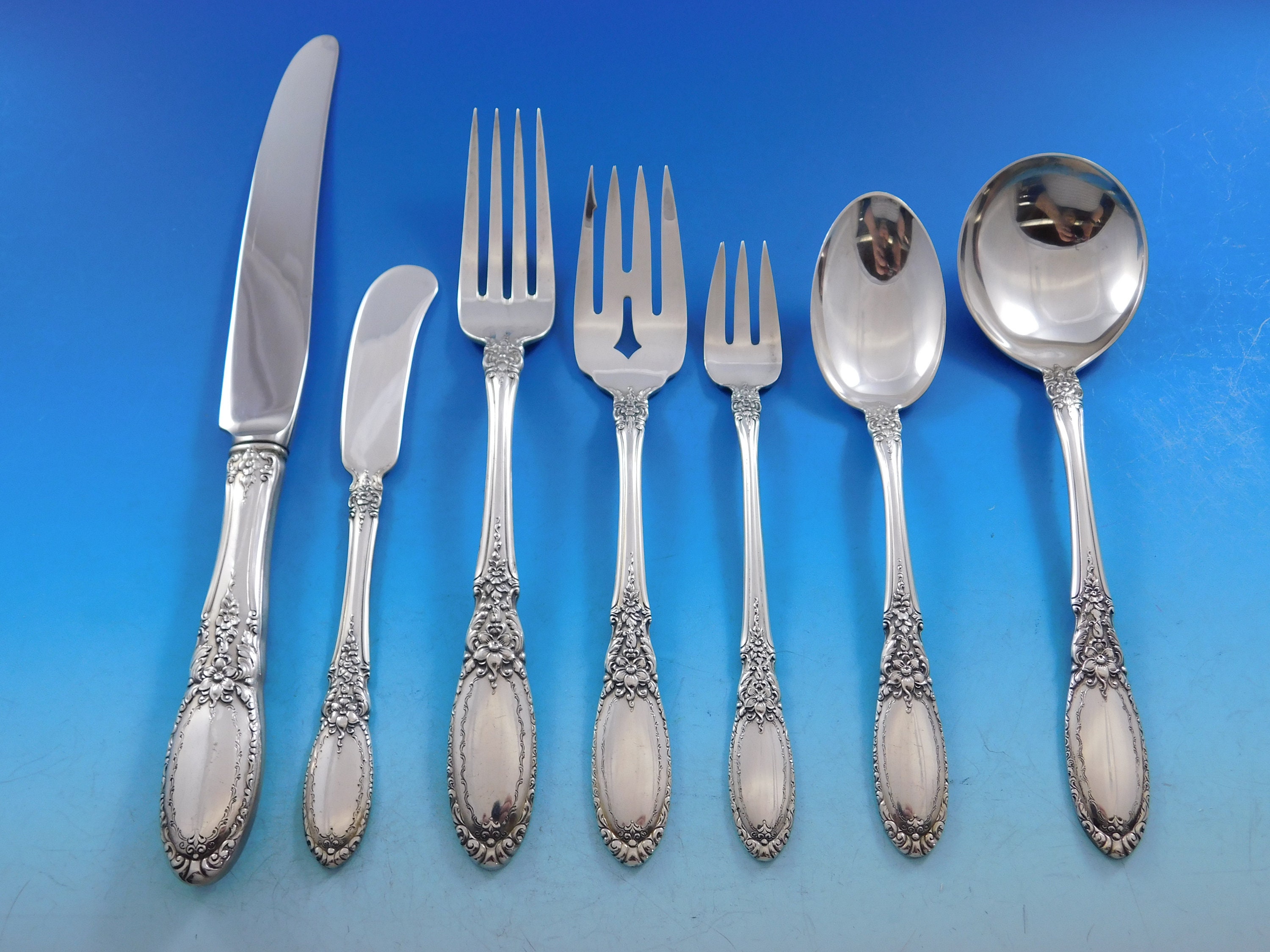 Old Mirror by Towle Sterling Silver Flatware Set for 12 Service 89