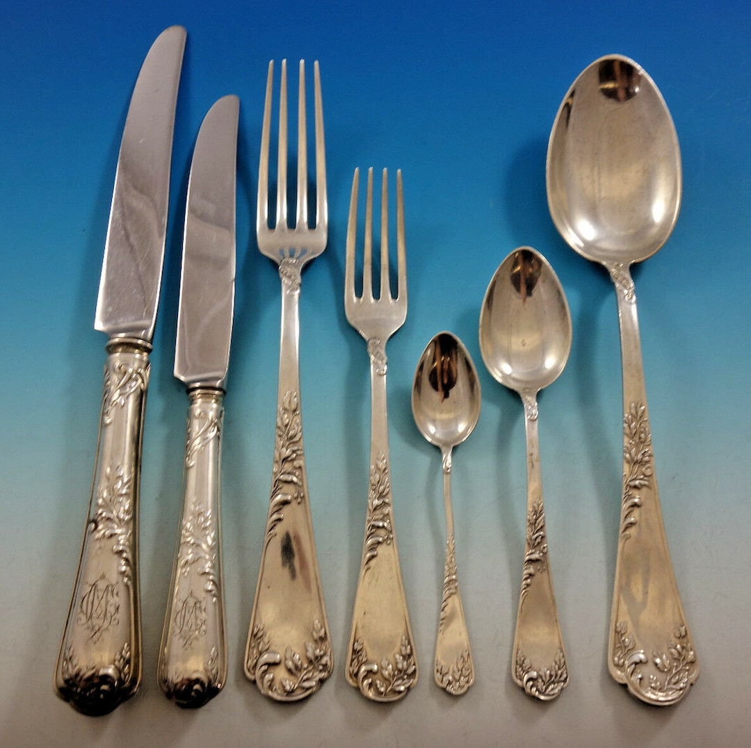 German 800 Silver Flatware Set Service Art Nouveau Dinner Size 42