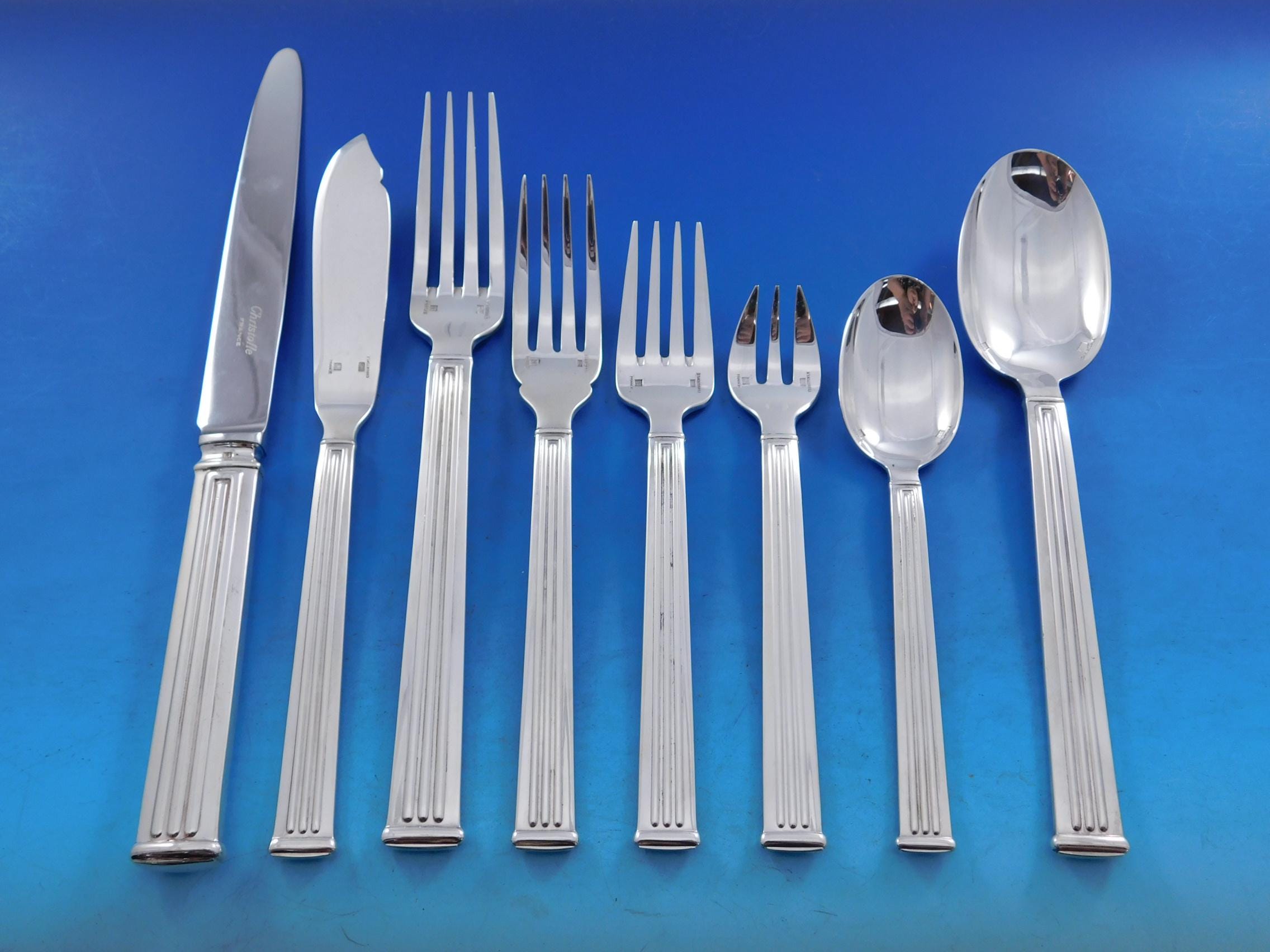 Triade by Christofle France Silverplated Flatware Set 12 Service