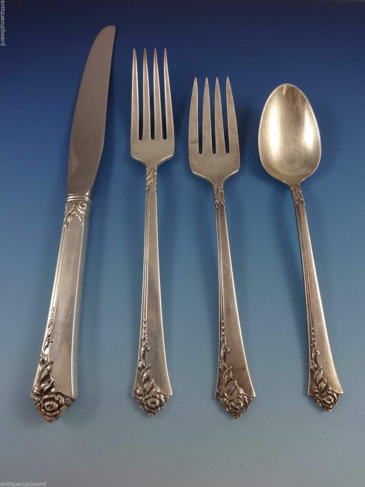 Damask rose sterling silver place setting hot sale