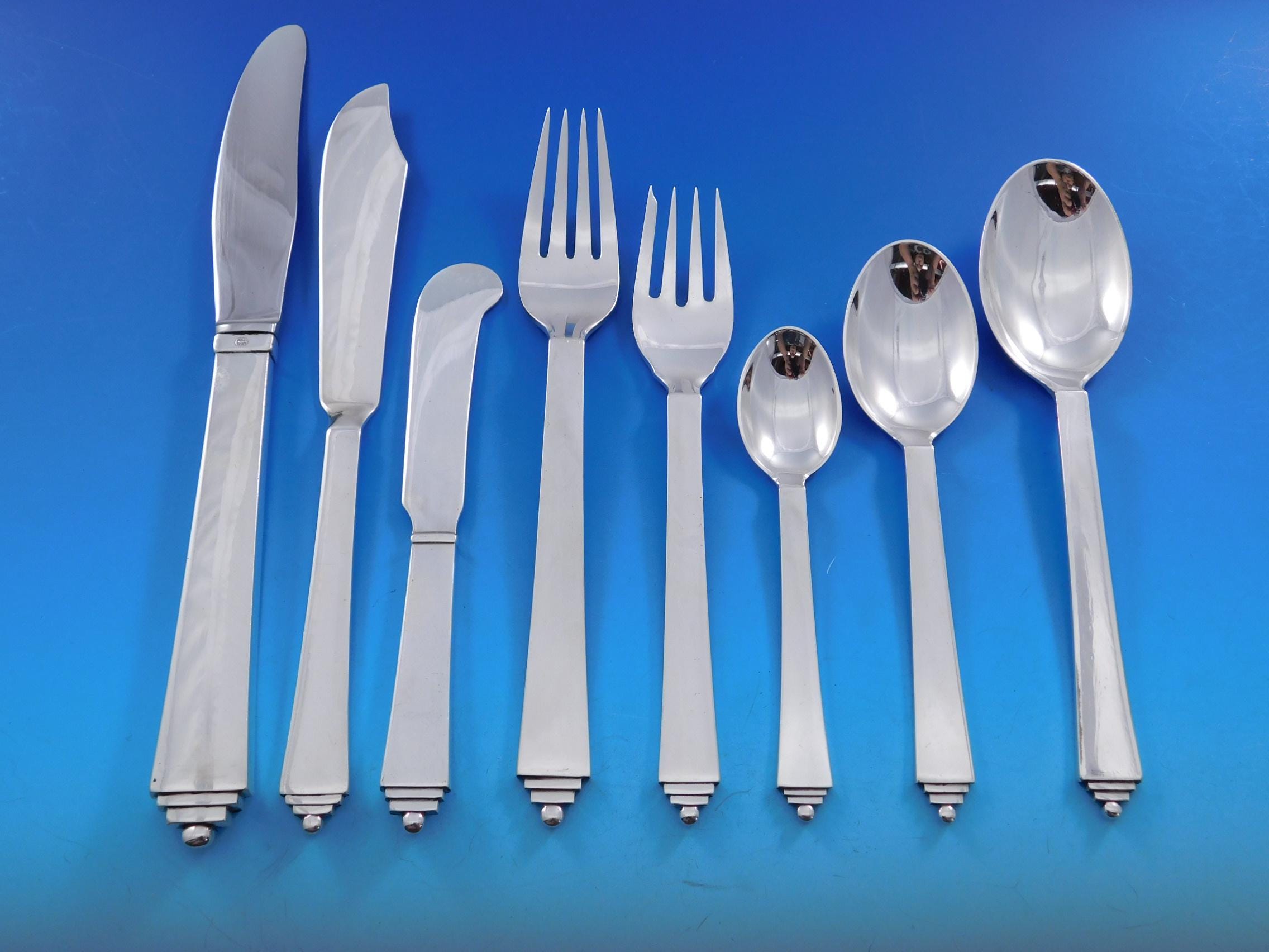 Pyramid by Georg Jensen Sterling Silver Flatware Set 8 Service 70