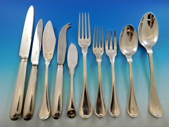Consulat by Puiforcat France Silverplate Flatware Set Service 117