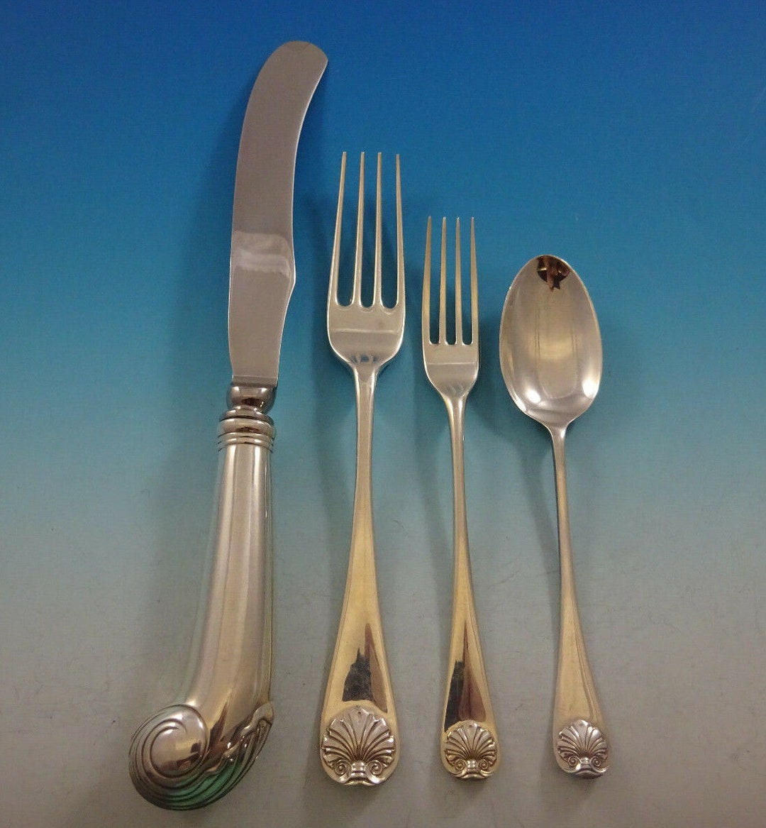 Williamsburg Shell by Stieff Sterling Silver Flatware Set Service 28 ...