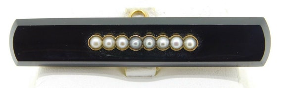 Gold Filled Carved Onyx Bar Pin With Pearls (#j4255) - Etsy