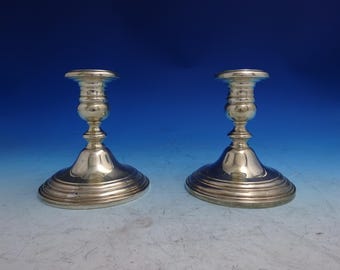 Old French by Gorham Sterling Silver Candlestick Pair #659 4 3/8