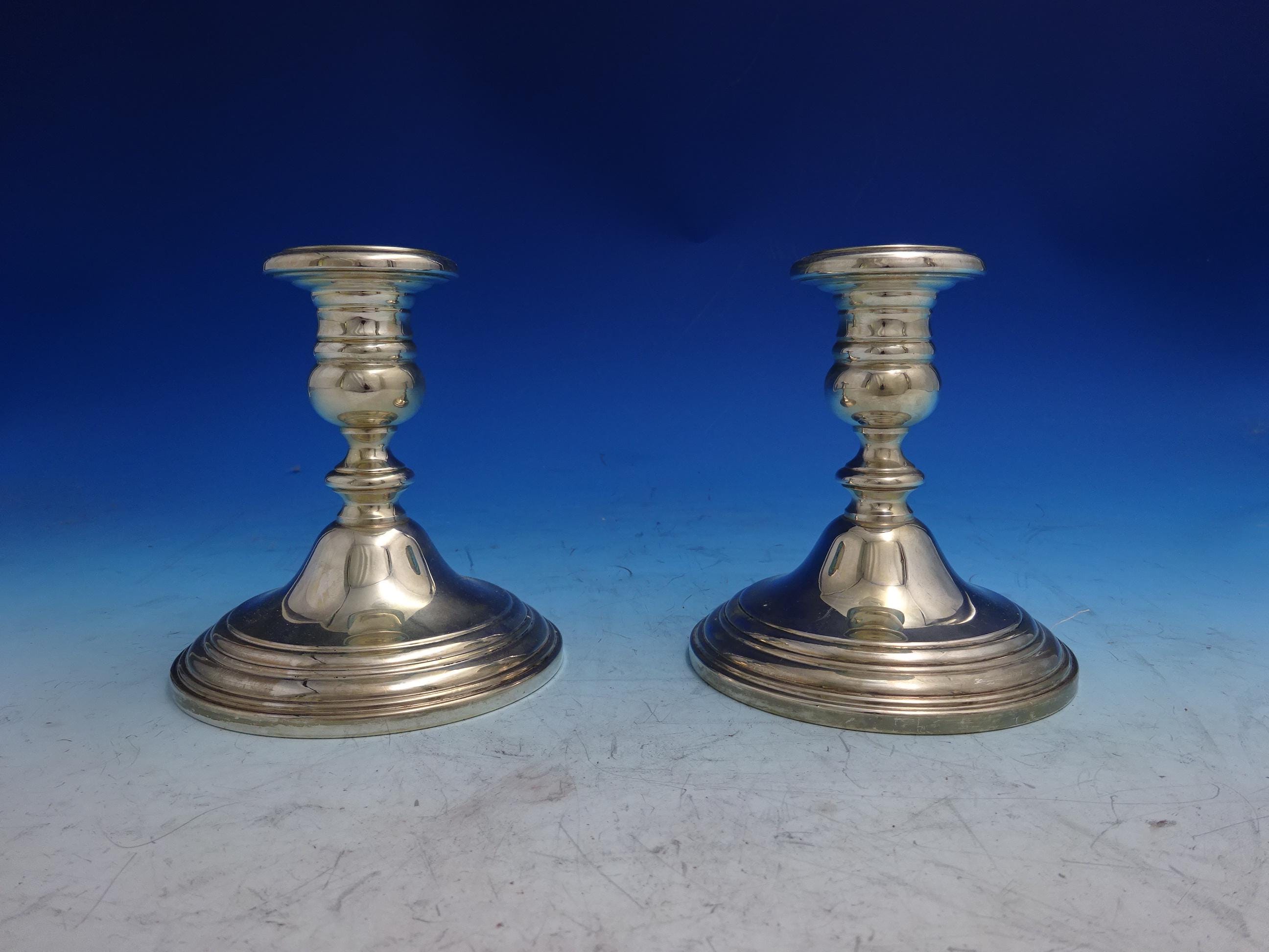 Old French by Gorham Sterling Silver Candlestick Pair #659 4 3/8