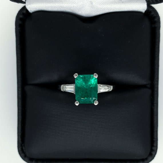 Platinum GIA 1.87ct Genuine Natural Emerald and D… - image 2