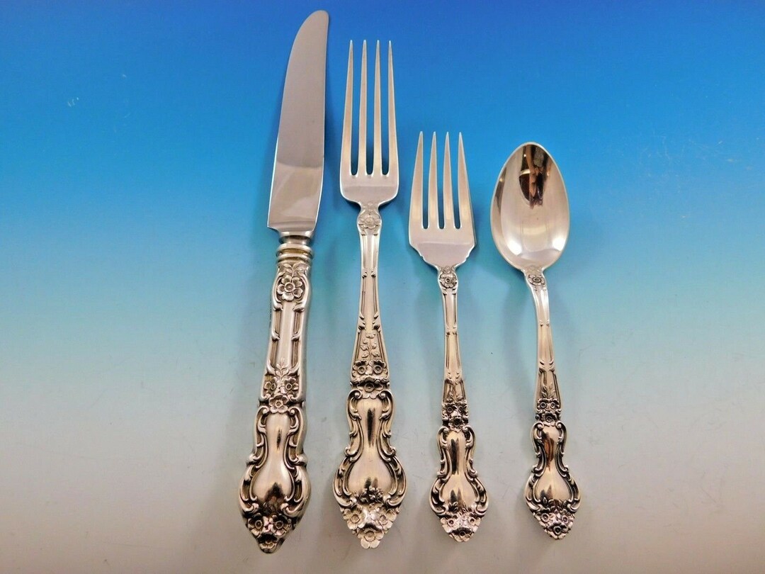 Meadow Rose by Wallace Sterling Silver Flatware Set for 8 Dinner