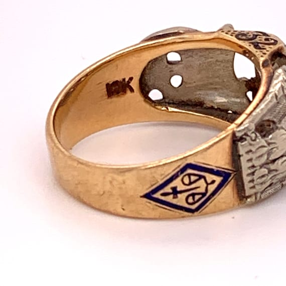 Masonic 10k Yellow Gold Men's Ring .85ct Genuine … - image 3
