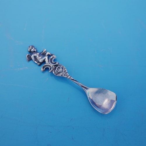 German Sterling 835 Silver shops Oval Salt Dip with Figural Spoon Set (#4316)