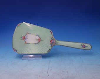 Sterling Silver and Enamel Hand Mirror Floral 12" x 4 1/2" c.1940 #5302 (#5724)