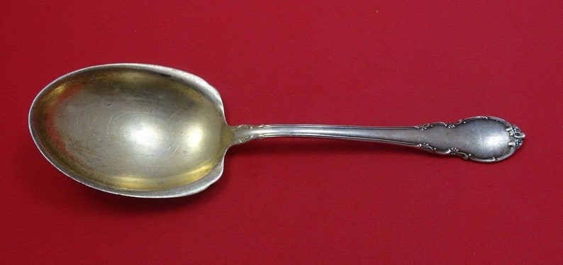 Modern Victorian by Lunt Sterling Silver Berry Spoon Gold Washed 8 12