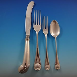 Williamsburg Shell by Stieff Sterling Silver Dinner Flatware Set Service 34 Pcs