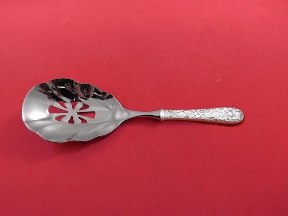 Repousse by Kirk Sterling Silver Vegetable Spoon Pierced Scalloped