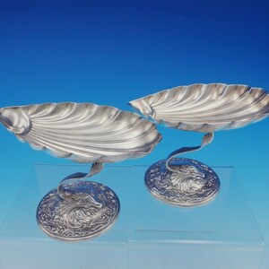 Durgin-gorham Sterling Silver Compote Pair Raised Shell Bowl And Dolphin (#3552)