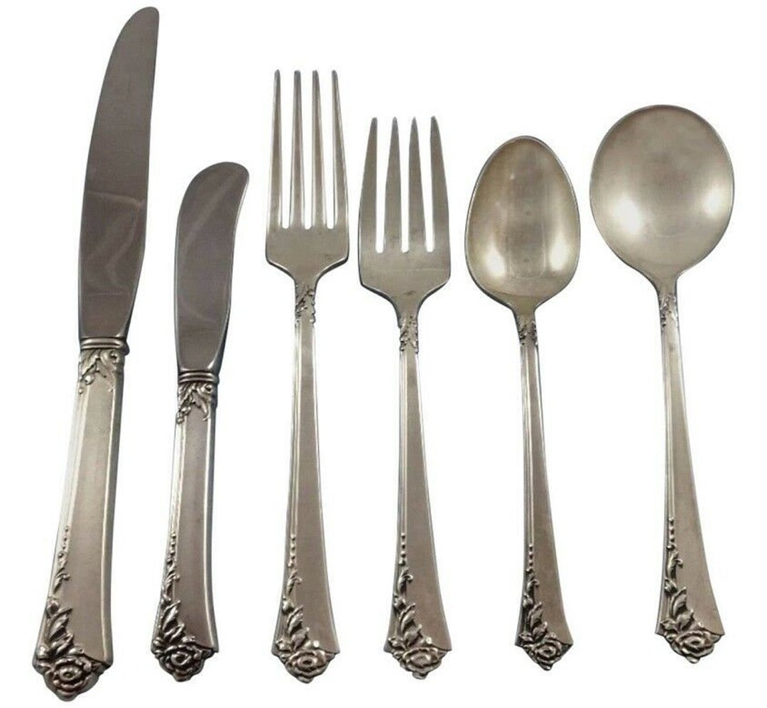Damask Rose by Oneida Sterling Silver Flatware Set Service 57 Pieces Place Size Etsy Canada