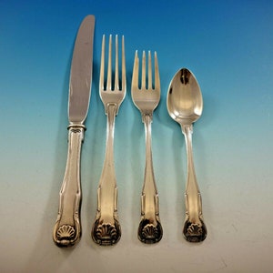 King by Kirk Sterling Silver Flatware Set Service 24 Pieces Shell Motif