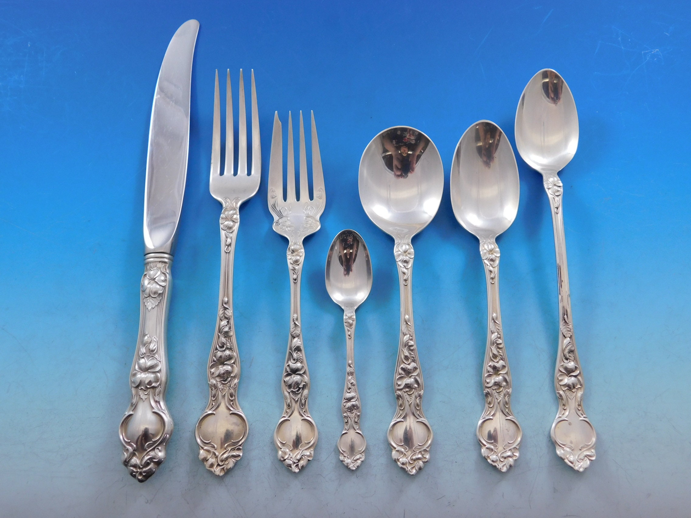 Violet by Wallace Sterling Silver Flatware Service for 8 Set 60