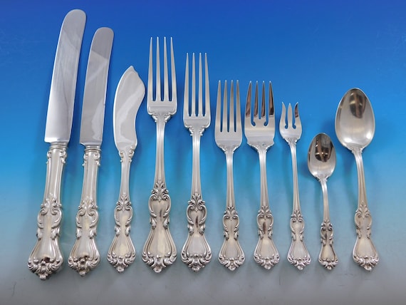 【リード＆バートン】純銀 スターリング／ナイフ＆フォーク １組／Intaglio Marlborough by Reed & Barton Sterling Silver Flatware Set Service