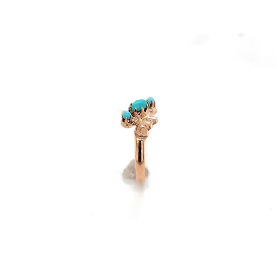 10k Rose Gold 3 Stone Genuine Natural Turquoise R… - image 9