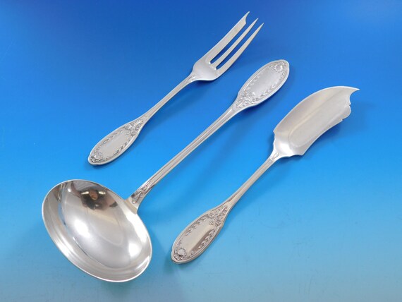 Massive German 800 Silver Flatware Service Set Dinner Empire Style
