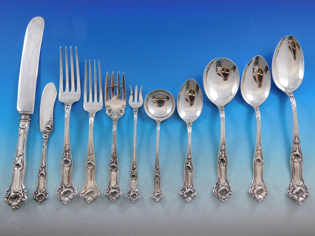 Morning Glory by Alvin Sterling Silver Flatware Set for 12 Service