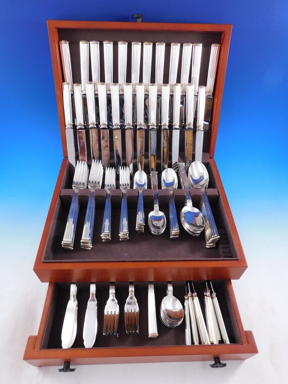 Triade Gold by Christofle France Silverplated Flatware Set Service