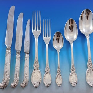 Nouveau Leroy & Cie Piault French 950 Sterling Silver Flatware Set Service 102pc