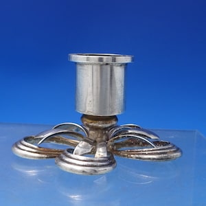 Sterling Silver Candlestick w/ Five Flower Petal Shaped Base 1 1/4&quot; x 3&quot; (#7166)