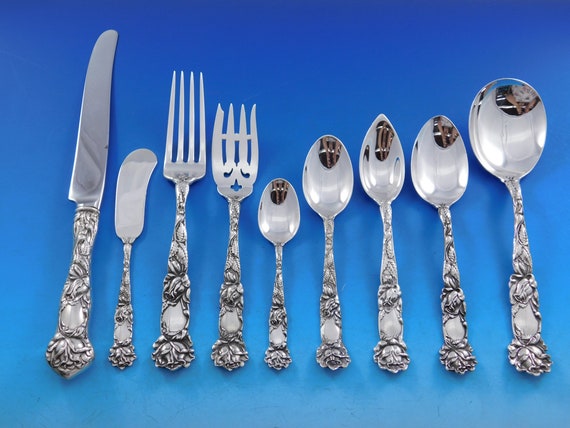 Bridal Rose by Alvin Sterling Silver Flatware Service for 12 Set