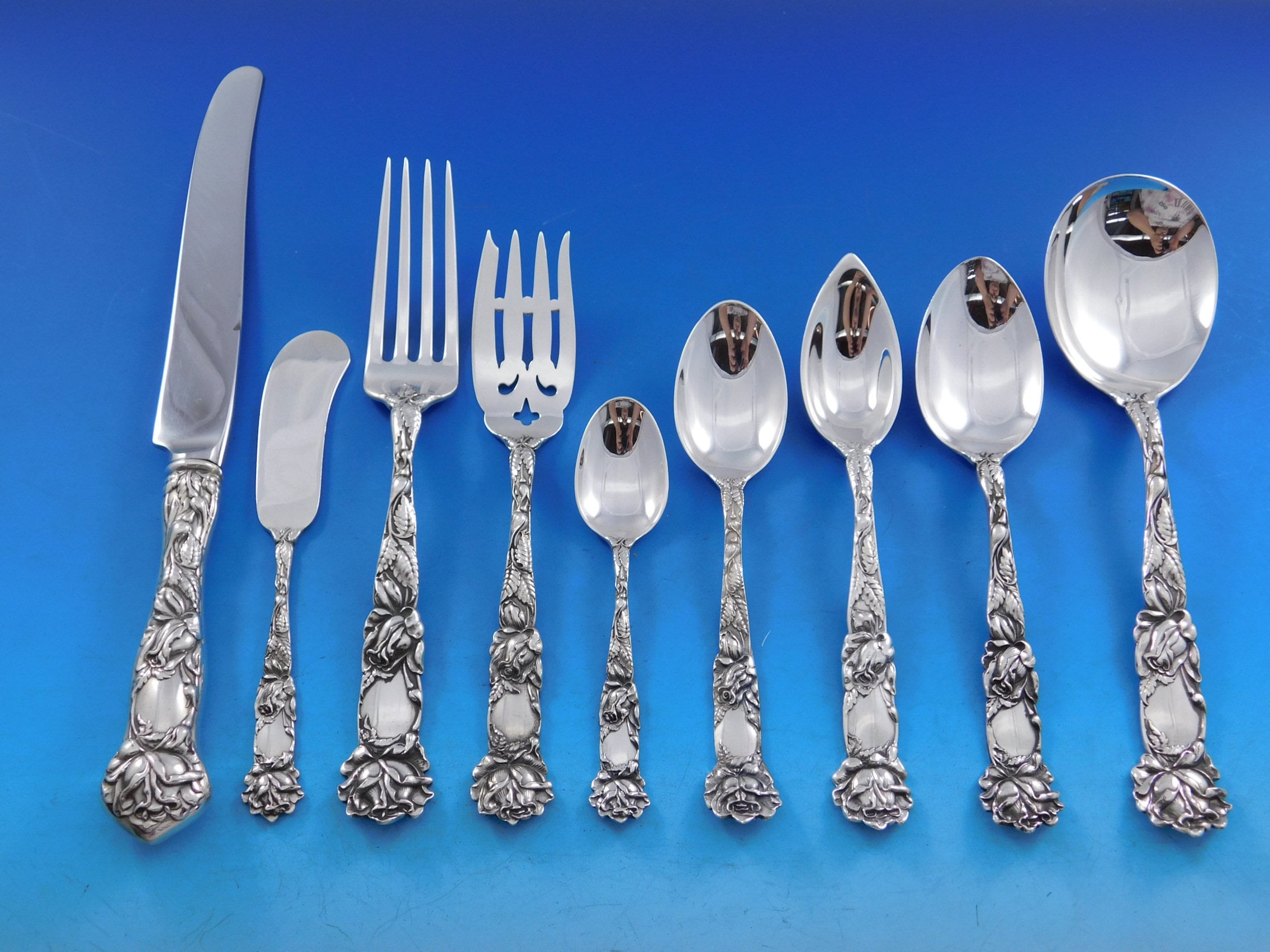 Bridal Rose by Alvin Sterling Silver Flatware Service for 12 Set