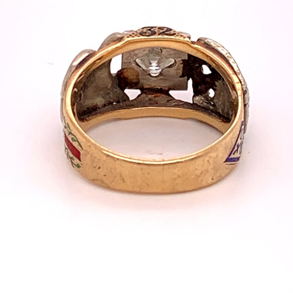 Masonic 10k Yellow Gold Men's Ring .85ct Genuine … - image 4