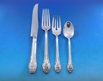 Rosemont by Gorham Silverplate Flatware Set Service 24 Pieces Circa 1930 Roses