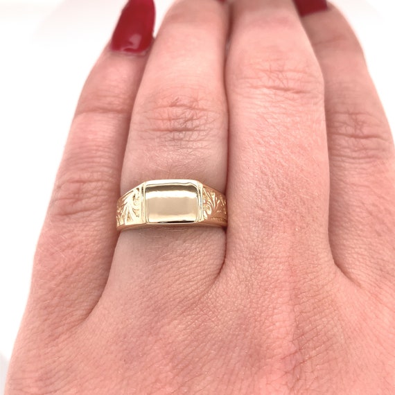 14k Yellow Gold Blank Signet Ring Jewelry (#J5770) - image 2