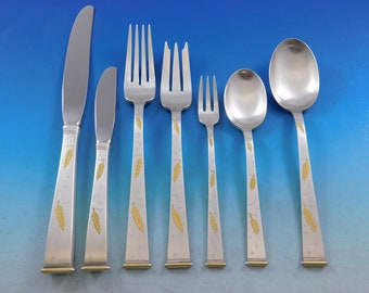 Juego de cubiertos de plata esterlina Golden Wheat de Gorham, 12 piezas, 97 piezas, escaso