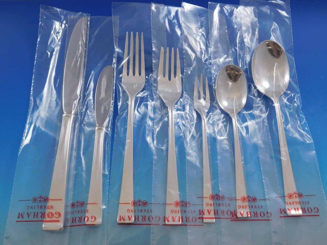 Theme by Gorham Sterling Silver Flatware Service 12 Set 88 Pc Modern ...