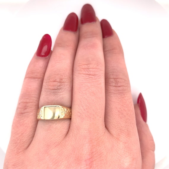14k Yellow Gold Blank Signet Ring Jewelry (#J5770) - image 7