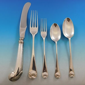 Williamsburg Shell By Stieff Sterling Silver Flatware Set 8 Dinner Service 44 Pc