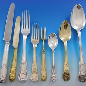 Kings English Sterling Silver Flatware Set Service 138 Pieces Dinner w/Crest