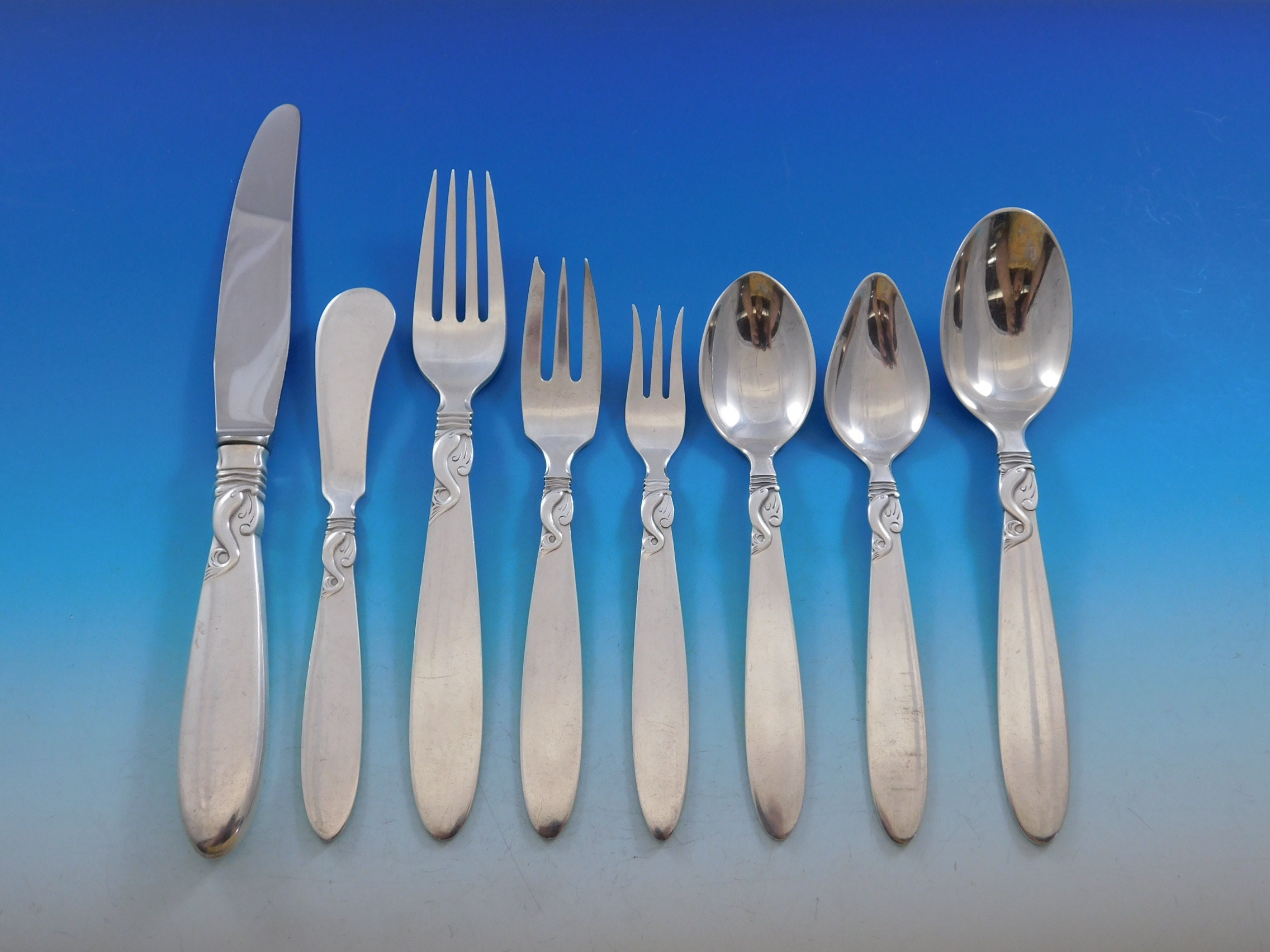 Dolphin by Frigast Denmark Sterling Silver Flatware Service 10 Set