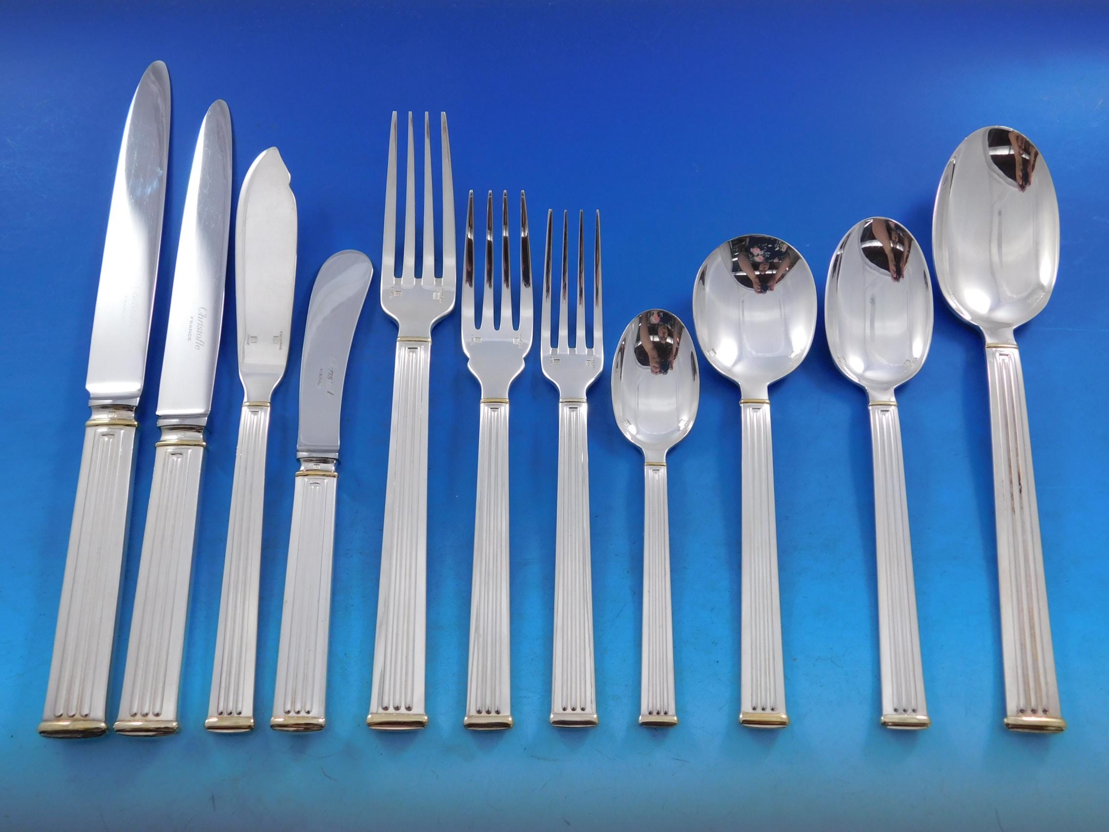 Triade Gold by Christofle France Silverplated Flatware Set Service