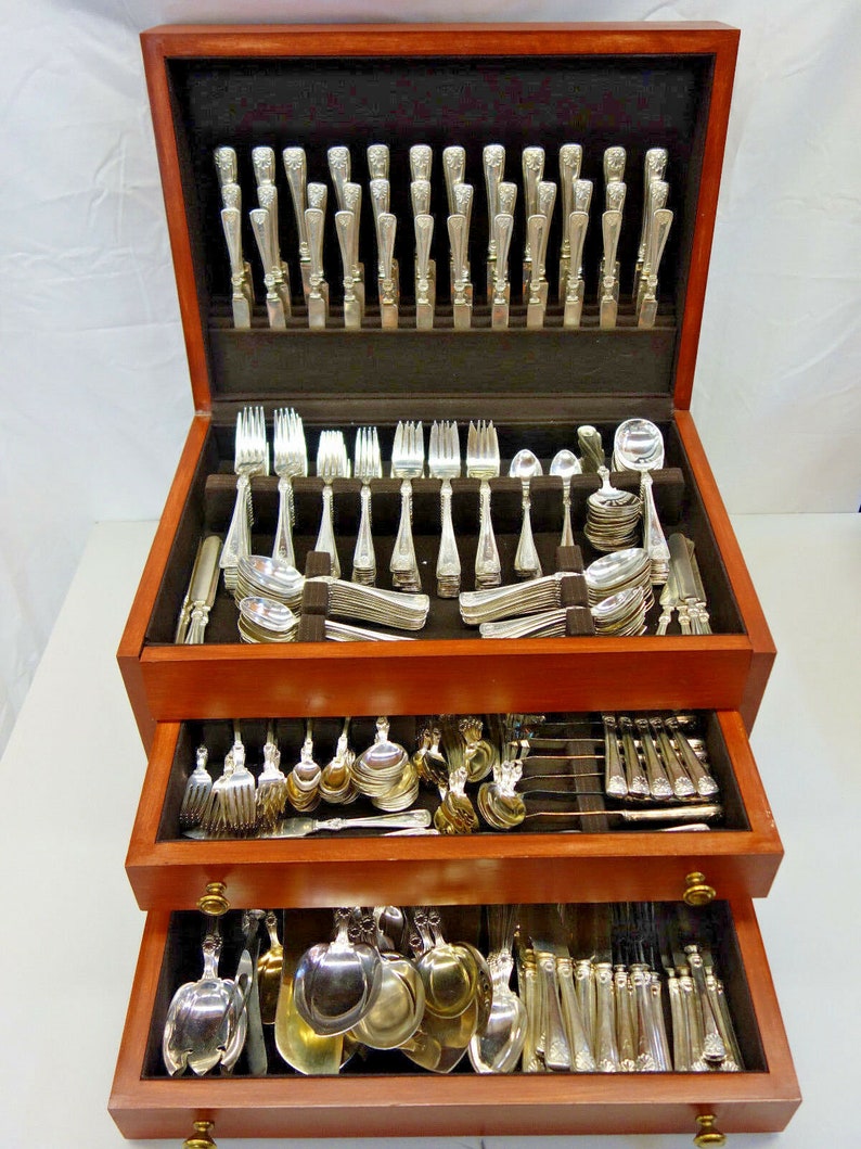 Shell by Gorham Silverplated Flatware Set Service Massive 417 Etsy