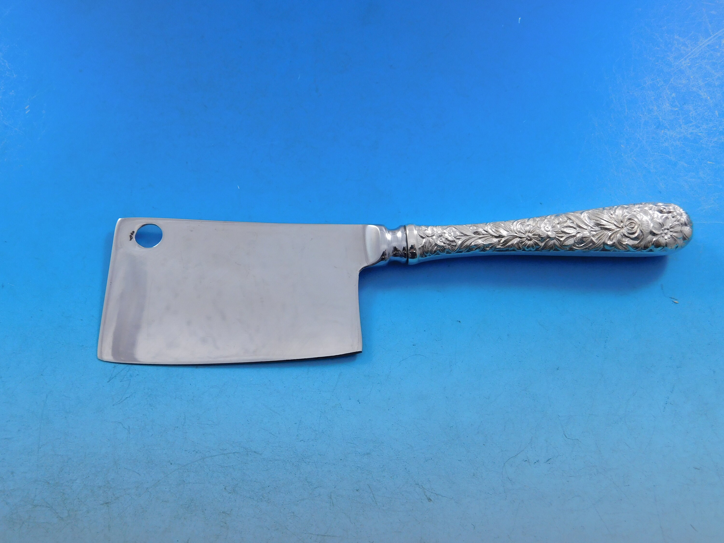 Repousse by Kirk Sterling Silver Cheese Cleaver HH w/Stainless Custom 6 7/8"