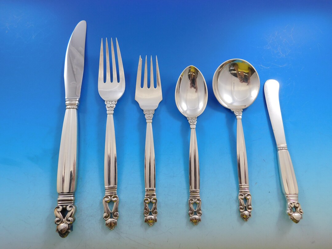 Acorn by Georg Jensen Sterling Silver Dinner Flatware Set 12