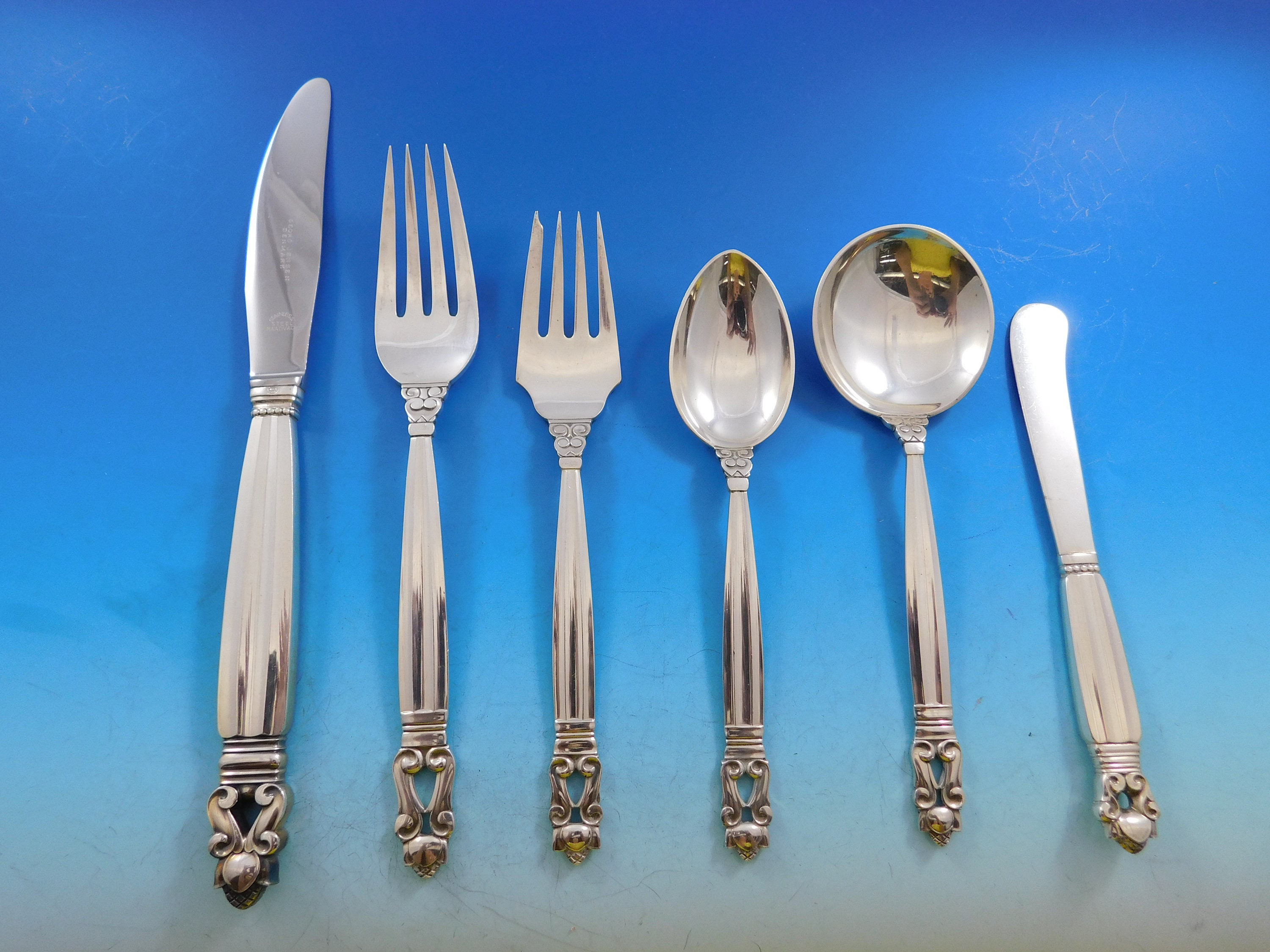 Acorn by Georg Jensen Sterling Silver Dinner Flatware Set 12