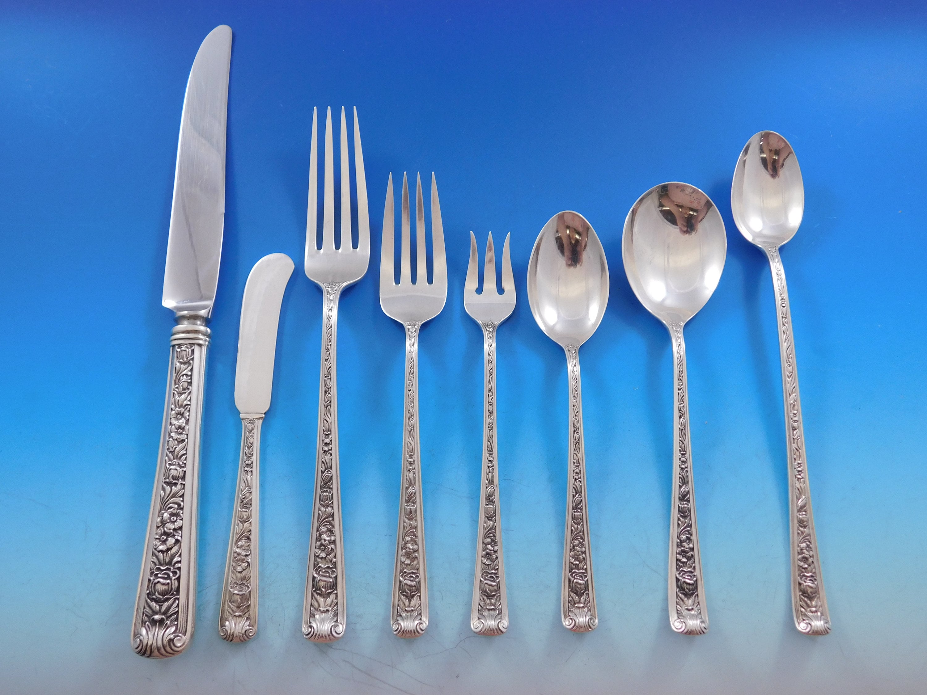 Windsor Rose by Watson Sterling Silver Flatware Set 12 Service 105