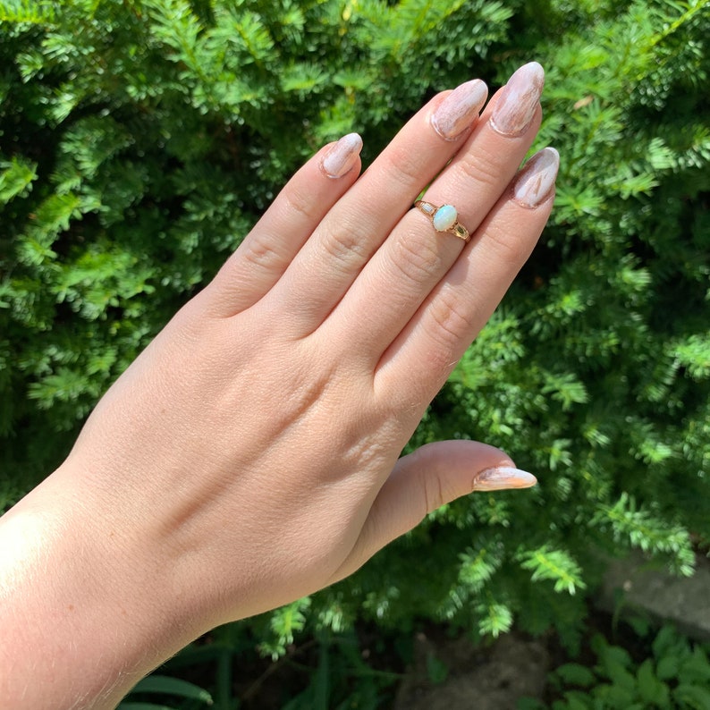 10k Rose Gold Australian Genuine Natural Opal Victorian Ring Size 6