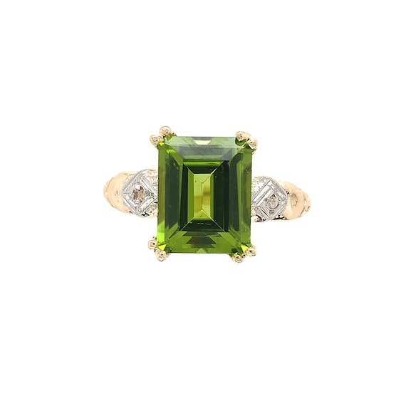 10k Gold Vintage 3.48 Carat Emerald Cut Genuine N… - image 1
