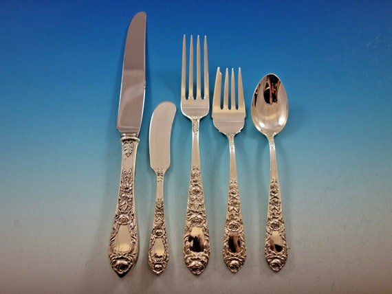 Rose by Kirk Sterling Silver Flatware Set for 12 Service 77 Pieces